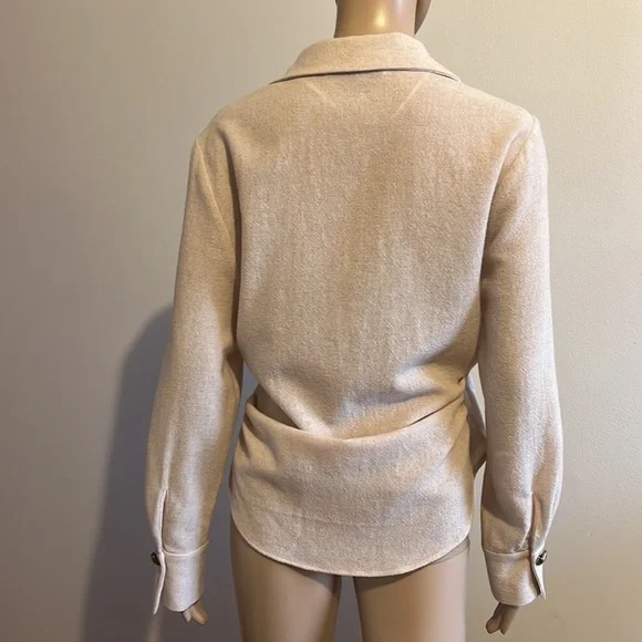 Zara Wool Blend Wrap Long Sleeve Side button Top Size S - Picture 12 of 15